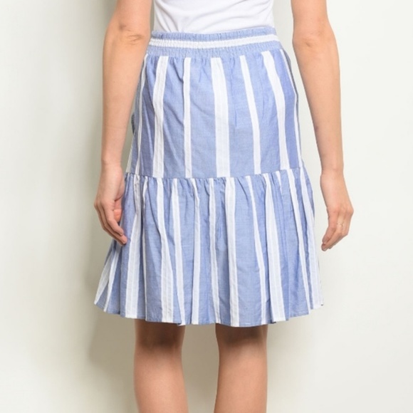 NWT Pinstriped Ruffle Midi Tea Circle Skirt - Picture 2 of 3